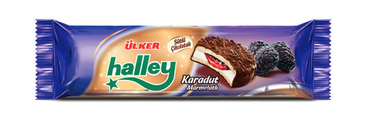 ULKER A1 Halley Mini Chocolate-Coated Black Mulberry Sandwich Cookie (Karadutlu Sandvi√ß Bisk√ºvi) 74g 1cs/24pcs
