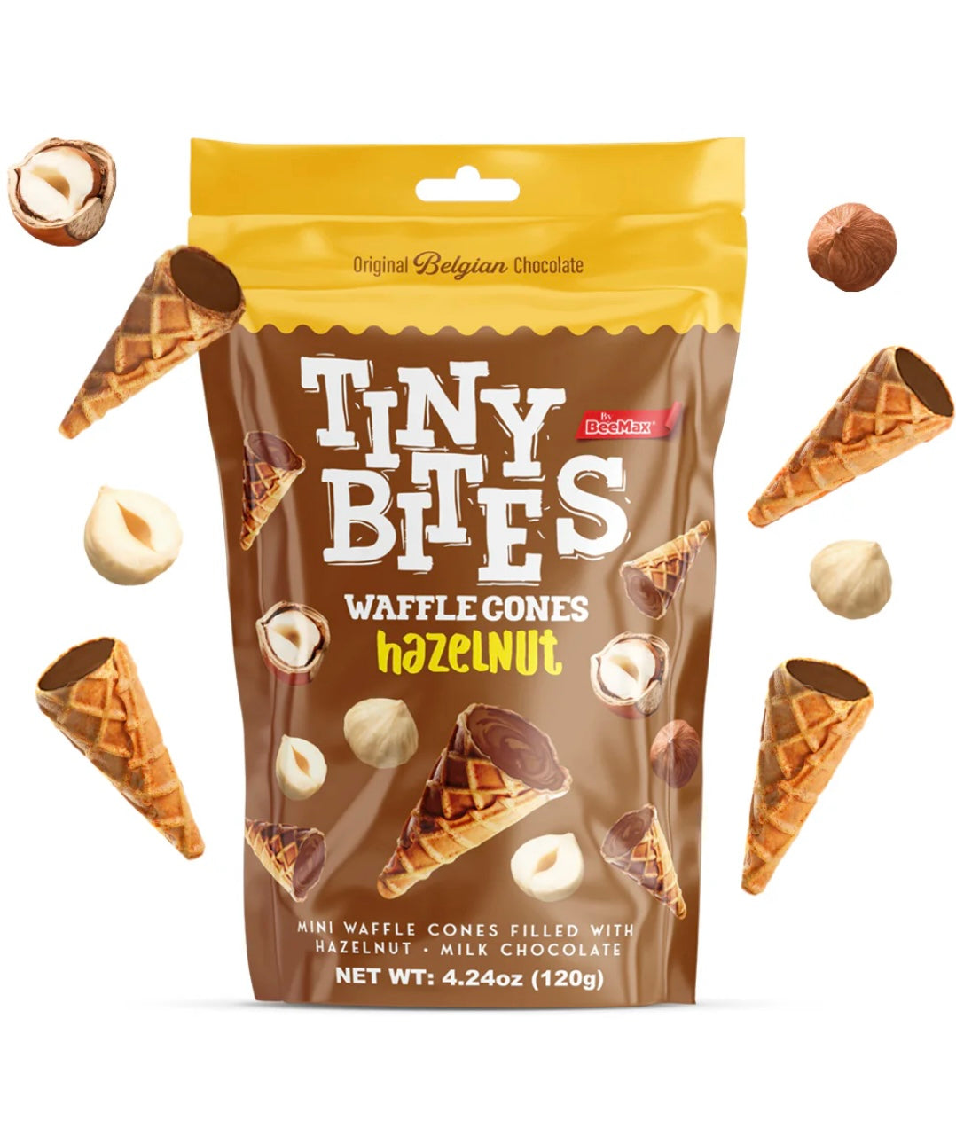 BeeMax Tiny Bites Hazelnut Waffle Cones 4.24 oz B2007