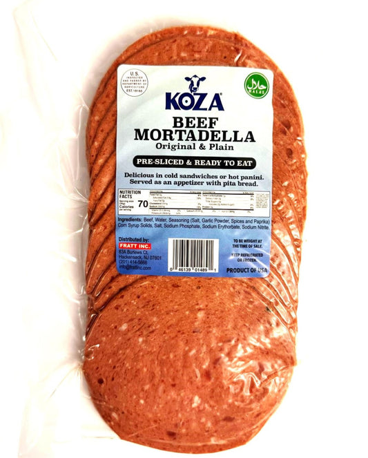 A2 KOZA Beef Mortadella Original & Plain Slice 1cs10Lb/16or17pcs