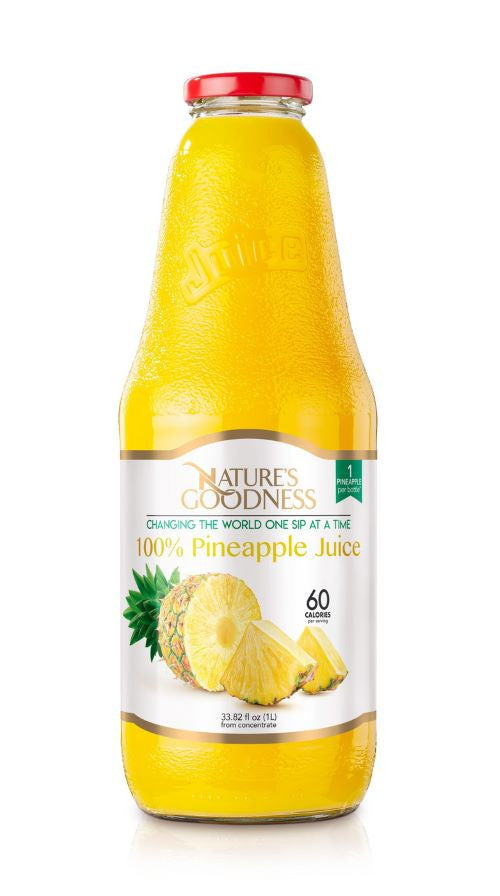 K- Nature's Goodness Pineapple Juice | 33.82 fl oz x 8 | All-Natural - NG10