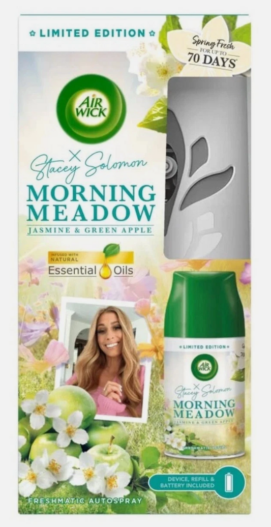 Air Wick/Freshmatic Machine W/Refill- Morning Meadow Jasmin & Green Apple x 4pcs - AW26
