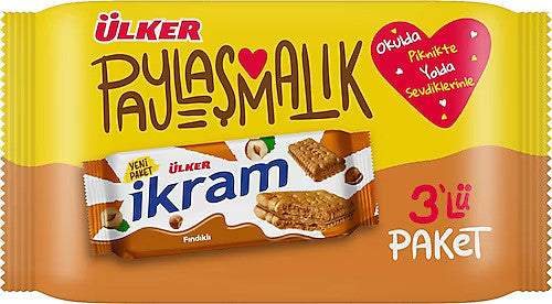 ULKER A1 Ikram Biscuit with Hazelnut Cream3 Pack 252g 1cs/12pcs
