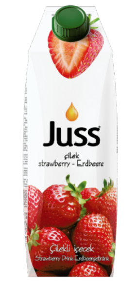 JUSS STRAWBERRY FRUIT DRINK 33.8 OZ (1000ML) X 12PCS (TETRA PACK) - JUS14