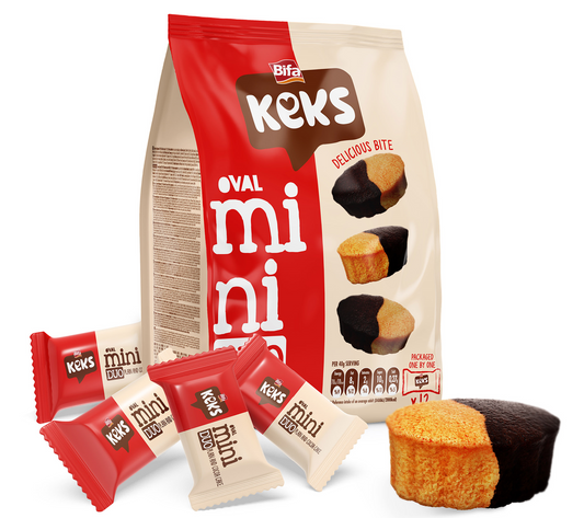 BIFA KEKS MINI OVAL PLAIN AND COCOA CAKE 170GR x 16pcs - BIF05