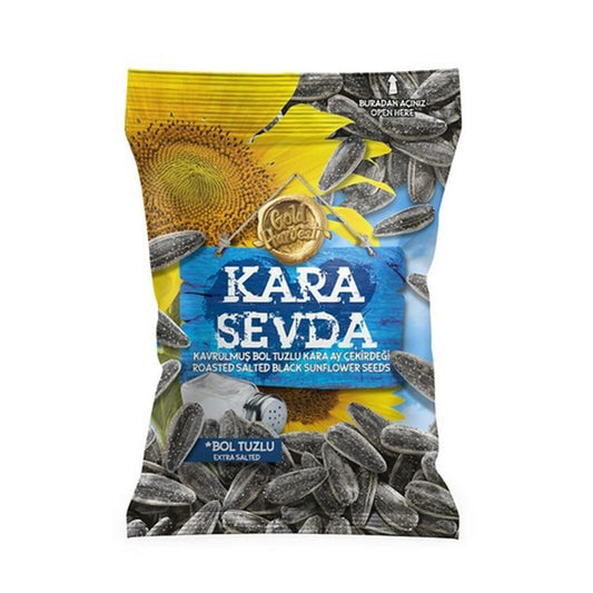 GOLD HARVEST  Kara Sevda Roasted Extra Salted Black Sunflower Seeds/Bol Tuzlu Siyah  135g 1cs/20pcs