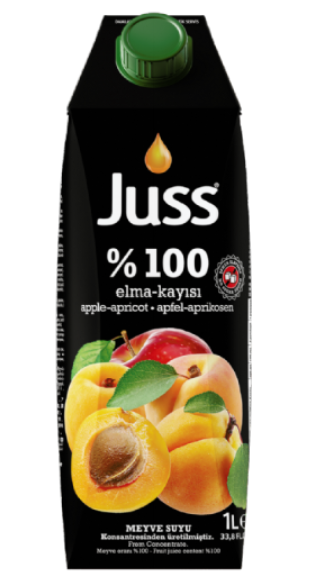 JUSS %100 APRICOT/APPLE JUICE 33.8 OZ (1000ML) X 12PCS (TETRA PACK) - JUS07