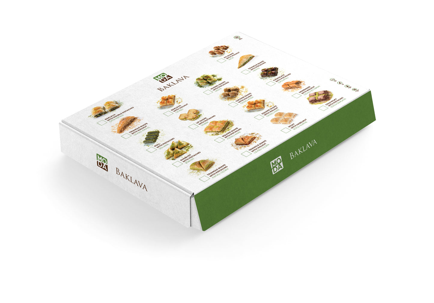 Moda Baklava with Double Walnut, 72pcs, 6lbs (2700g) x 5pack - 100102