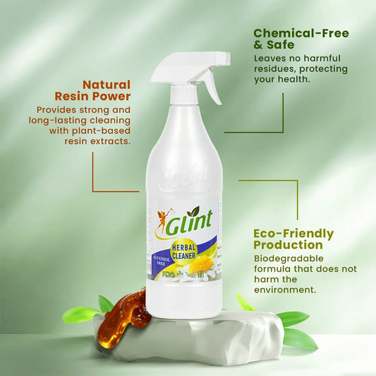 Glint Multi-Purpose Herbal Cleaner, Plant-Based, Eco-Friendly, Stain & Grease Remover, 1000 ml (33.8 fl oz) X 12