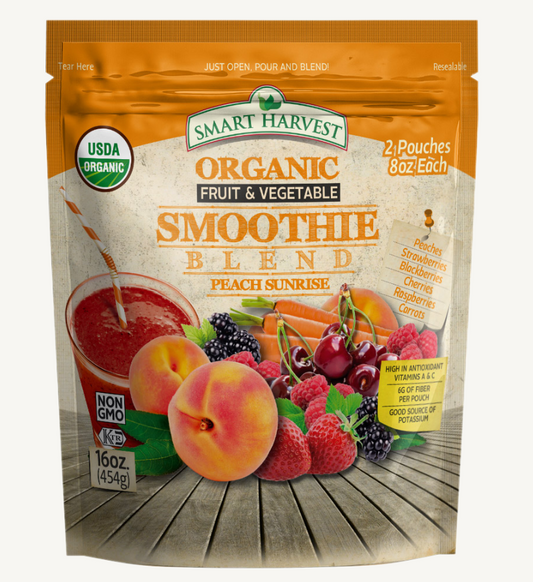 Smart Harvest Smoothie Blend Organic Peach Sunrise 16oz (2 pack*8 oz) x 10pcs - SMA04