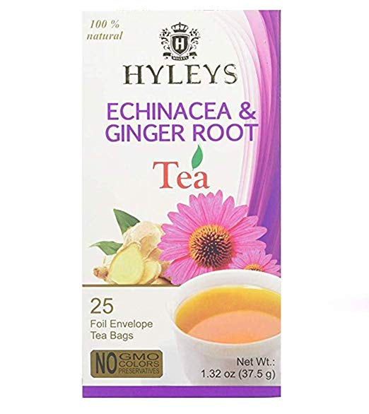 HYLEYS ECHINACEA & GINGER ROOT TEA 1.32oz X 25pc X 12/CS - HY43