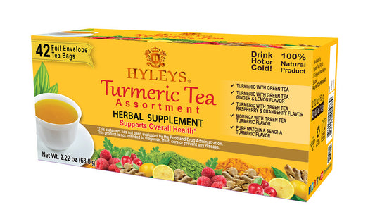 HYLEYS TURMERIC ASSORTMENT KIT | 42 TEA BAGS | 2.22oz X 42 | 12/CS - HY57