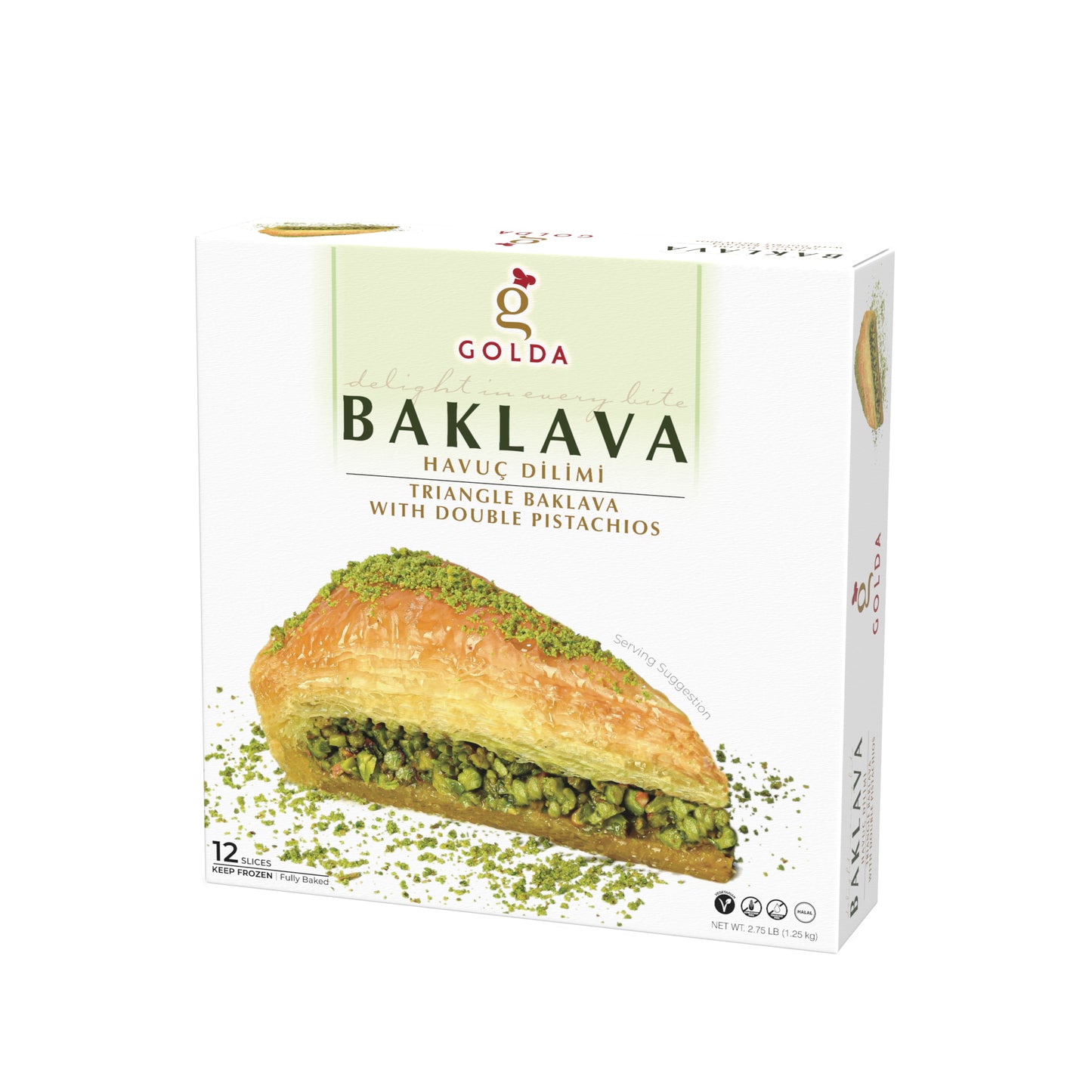 Golda Triangle Baklava w/ Double Pistachios 2.75 lb, 6pack - DSG16