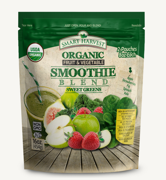 Smart Harvest Smoothie Blend Organic Sweet Greens 16oz (2 pack*8 oz) x 10pcs - SMA02
