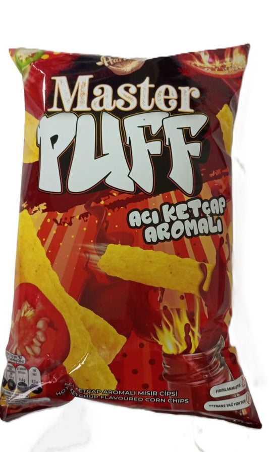 GOLD HARVEST Master Puff Hot Ketchup Corn Chips 90g 1cs/16pcs