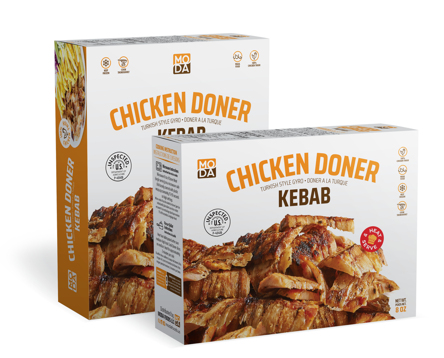 Moda Doner, Chicken, Cooked, Sliced, Retail,  8oz x 16pack - 101402