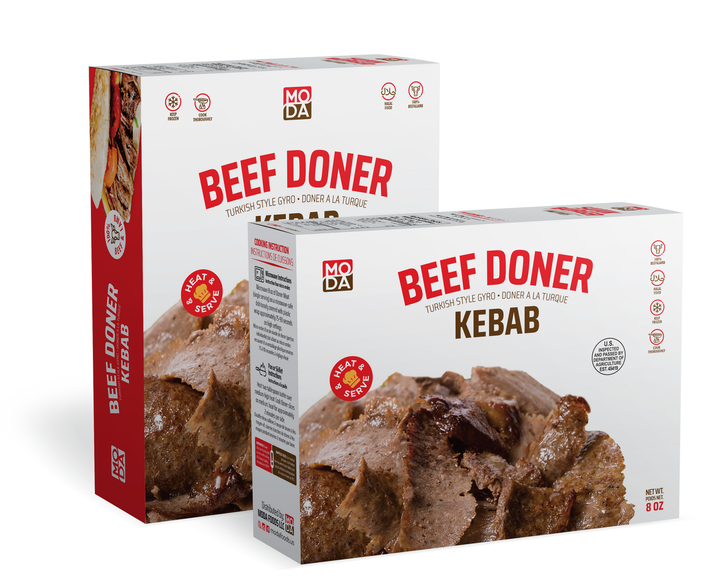 Moda Doner, Beef, Cooked, Sliced, Retail, 8oz x 16pack - 101401