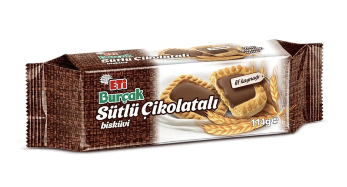 ETI Burcak Milk Chocolate Biscuit 114g 1cs/12pcs