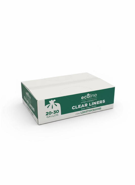Clear Trash Can Liners - 20-30 Gallon - High Density Garbage Bags - 500pcs/case