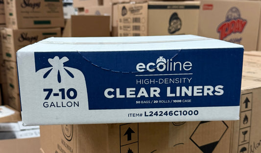 Clear Trash Can Liners - 7-10 Gallon - High Density Garbage Bags - 1000pcs/case