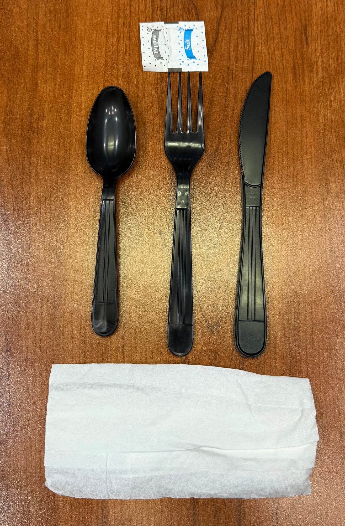 Black Ambiance 6pc Kit, Fork, Knife, Teaspoon, Napkin, S&P, Heavy ~ 250/Case