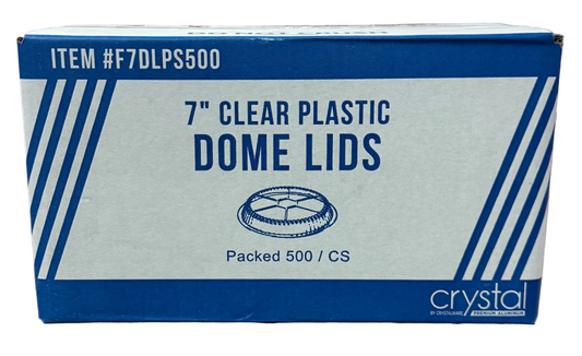 Clear PS Plastic Dome Lid Fits 7" Round Foil - Packed 500/case