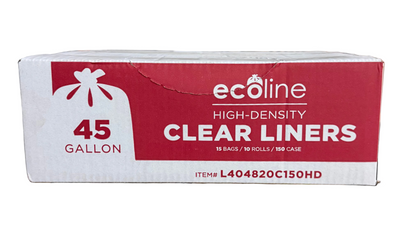 Clear Trash Can Liners - 45 Gallon - HD Garbage Bags - 40X48" - 150pcs/case
