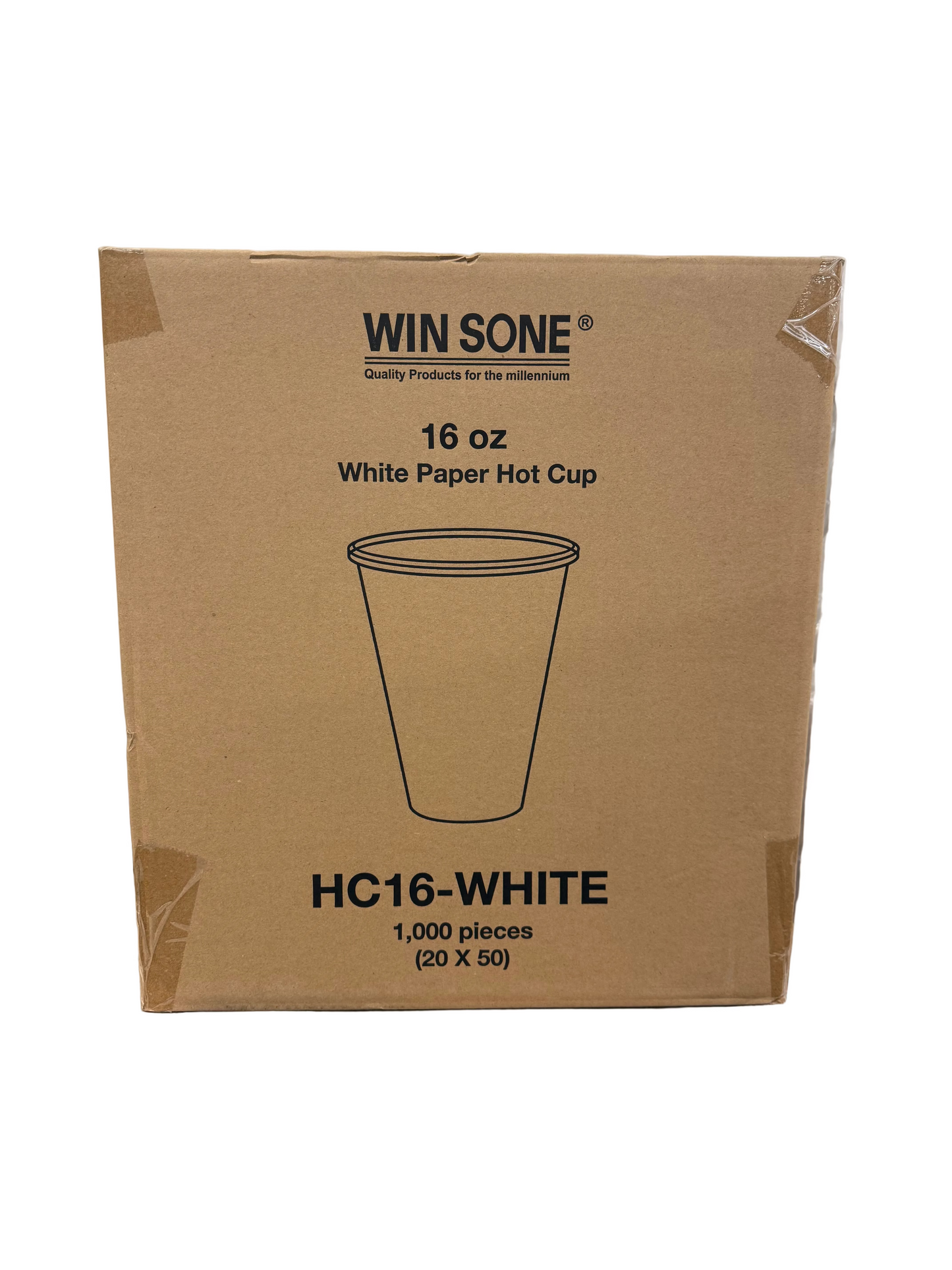 Paper hot cups 16 oz. Packed 20/50’s ..(1000) - Plain White..