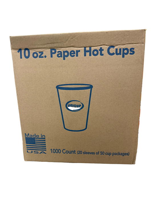 Paper hot cups 10 oz. Packed 20/50’s ..(1000) - Plain White..
