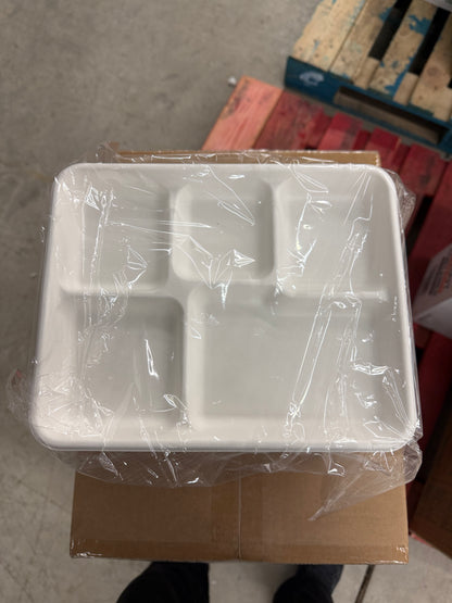 5 compartment compostable big meal tray (bagasse/sugar cane), Packed 4 X 125 (500)