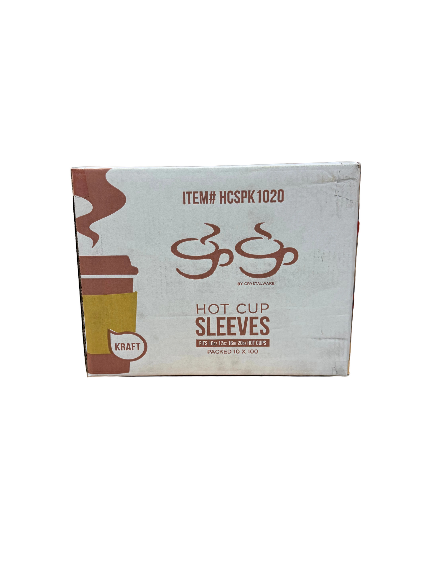 Hot Cup Sleeve Plain Kraft Printed - Packed (20/50) 1000/cs