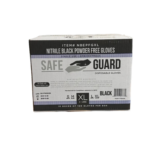 Nitrile Black Powder Free Gloves,X- Large - 10 Boxes - 1000 Gloves