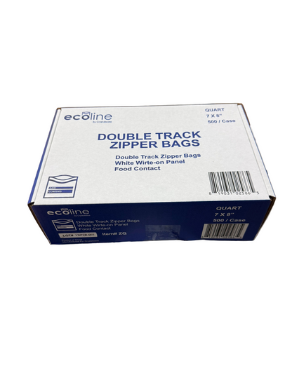 7x8", Quart, Dual Track ZipBag, White Block, 500/Cs
