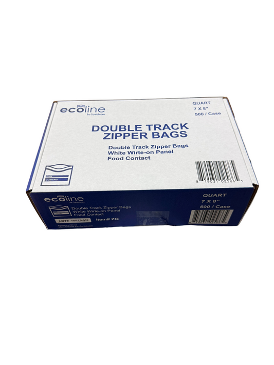 7x8", Quart, Dual Track ZipBag, White Block, 500/Cs