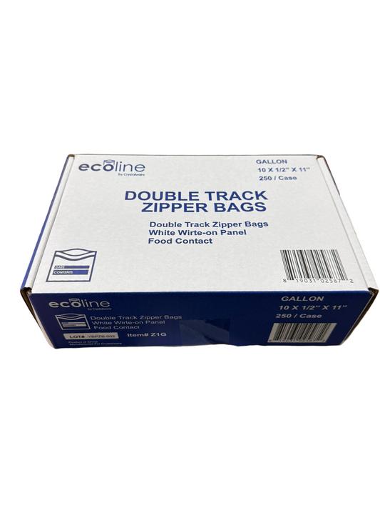10.5x11", 1gal, DualTrack ZipBag, White Block, 250/cs