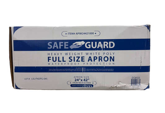 Disposable Poly-Apron White, Full Size 24"x42", From Neck to Knee X 1000