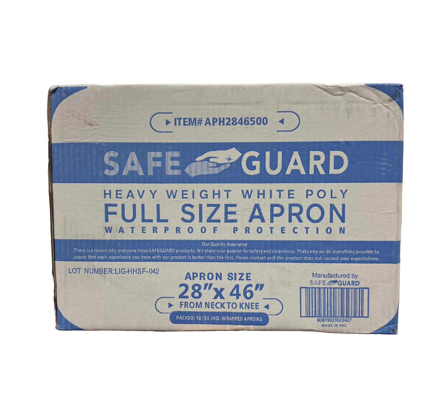 Disposable Poly-Apron White, Full Size 28"x46", From Neck to Knee X 500
