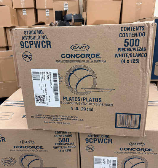 9" 3 Compartment Form Plates Packed 4/125