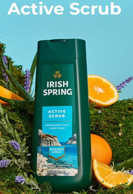 IRISH SPRING BODY WASH ||20 OZ x 4|| DEEP ACTION SCRUB - IRBW06