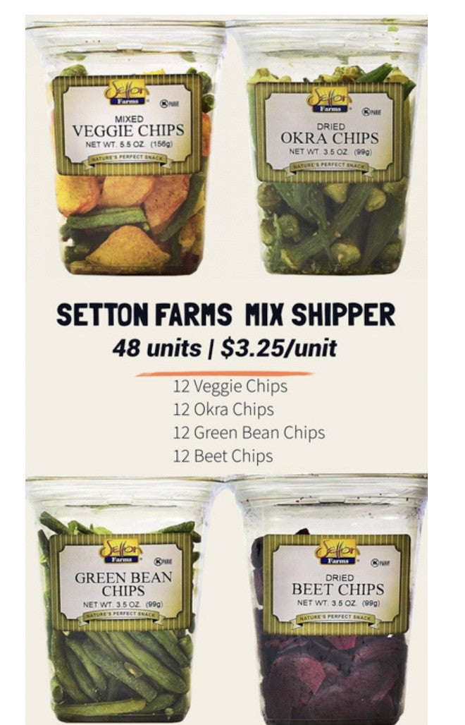 SETTON FARMS ASSORTED VEGETABLE CHIPS | 5.5 OZ x 48 | MIXED VEGGIES, BEET, OKRA, GREAN BE - ST04