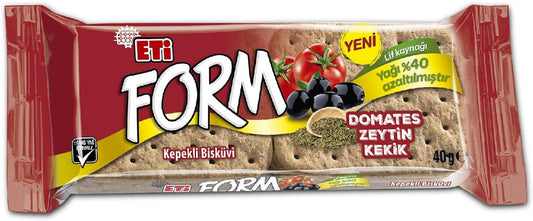 ETI Form Bran Biscuit with Tomatos, Olives & Oregane/Domates Zeytin Kekik 40g  1cs/24pcs