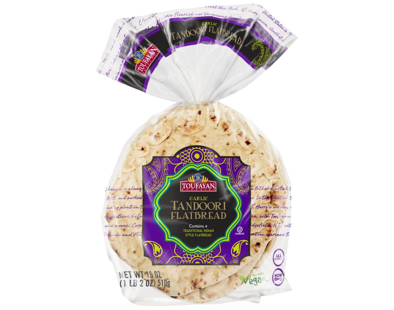 A7 Toufayan Flat Tandoori Garlic Bread 1case/12pc