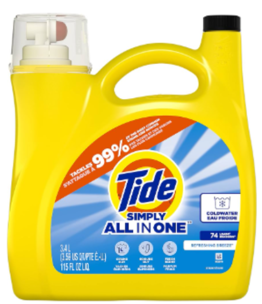 TIDE SIMPLY DETERGENT LIQUID REFRESHING BREEZE W-PUMP 115 OZ X 4PCS - TDL20