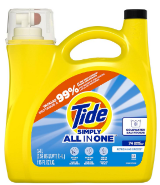 TIDE SIMPLY DETERGENT LIQUID REFRESHING BREEZE W-PUMP 115 OZ X 4PCS - TDL20