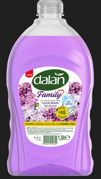 DALAN FAMILY LILAC GLYCERINE LIQUID SOAP REFILL 1,5lt X 10/cs - DN1501