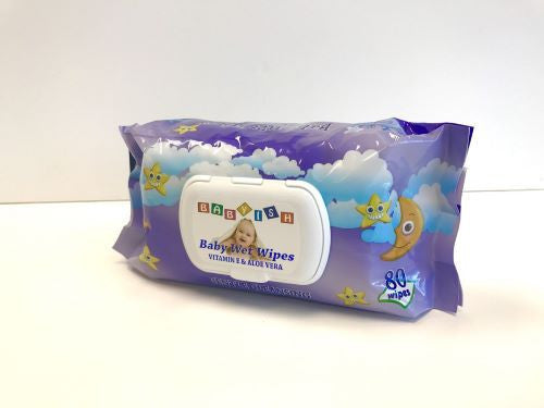 BABYISH WET TOWEL WIPES | 80CT 24/CS | PURPLE - CC02