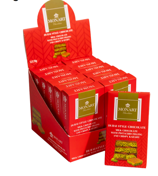 MONART DUBAI CHOCOLATE 2.2 OZ (70G) X 1PCS (12 UNIT) - MDC02
