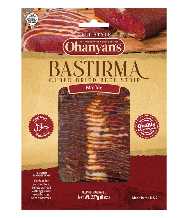 Ohanyan's Beef Fat Marbeled Bastirma 15Lb Slice 1cs/30pcs