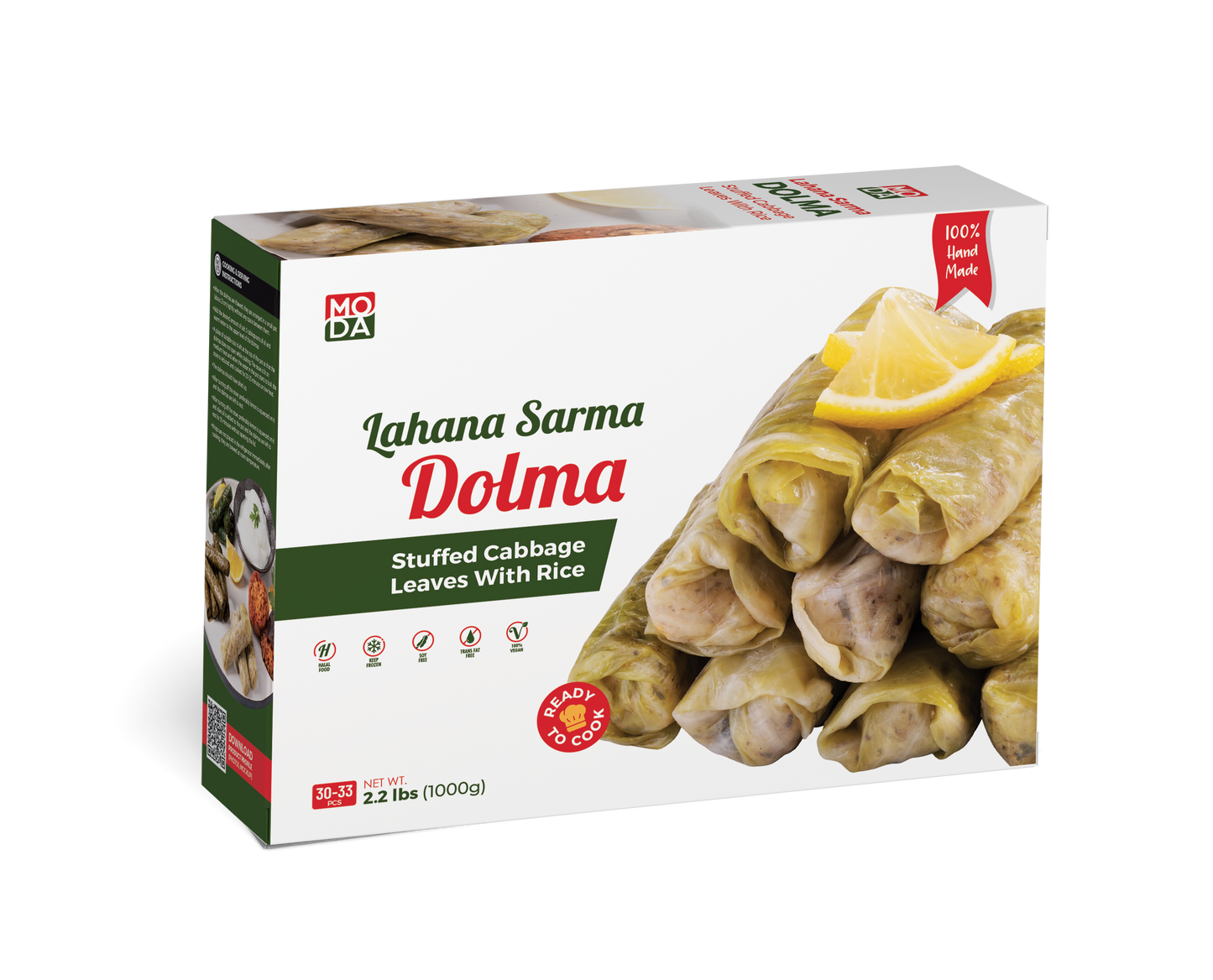 Moda Dolma, Stuffed Cabbage Leaves with Rice, Uncooked, 35.2oz (1000g) x 12pack  - 680339