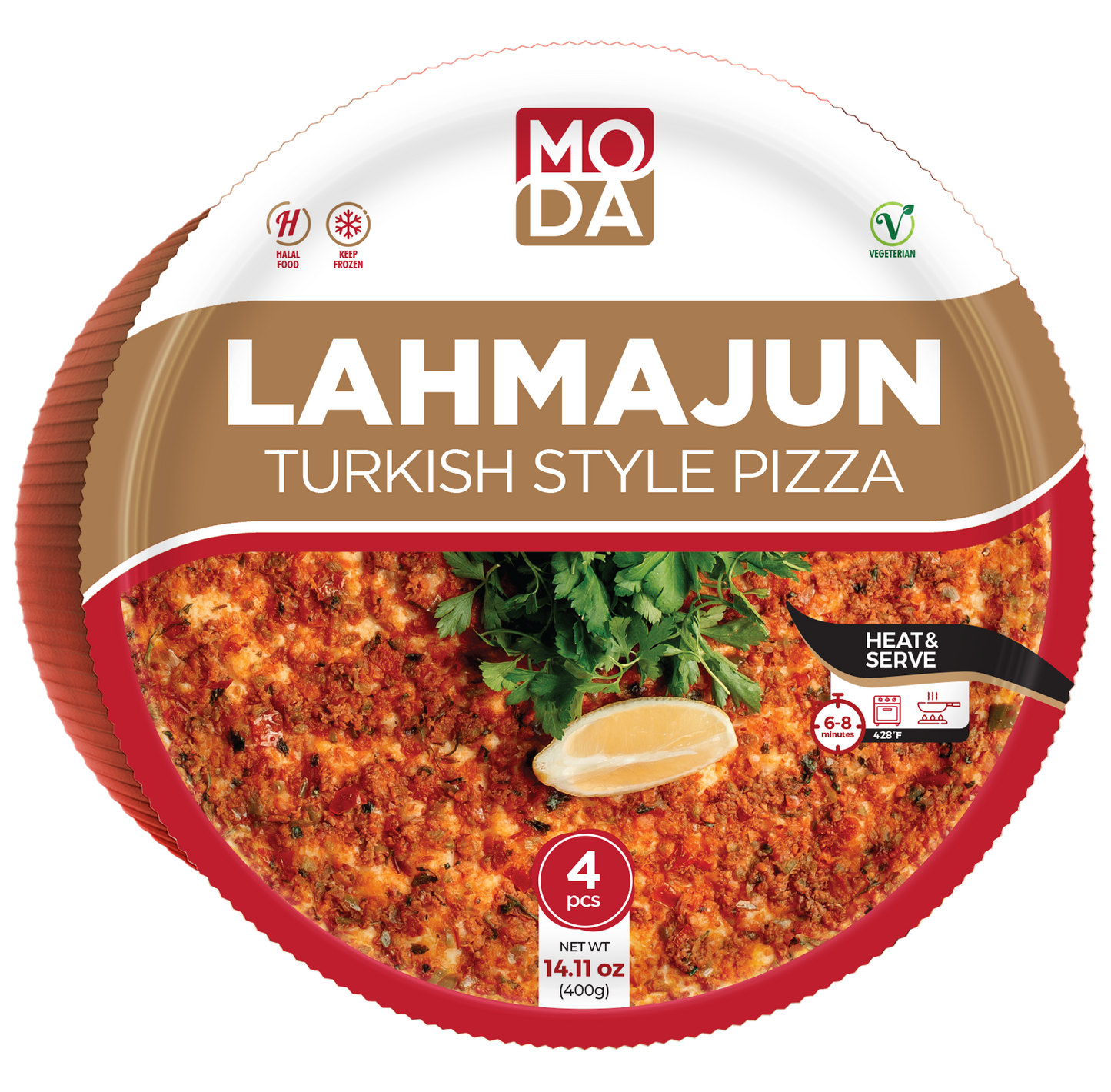 Moda Vegan Classic Lahmajun, 4pcs, 14.11oz (400g) x 12pack - 101011