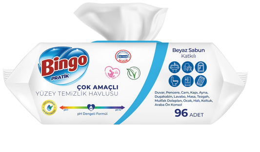S01 BINGO Wet Towel White Soap Wipes / Beyaz Sabunlu 96CT 1cs/12pcs